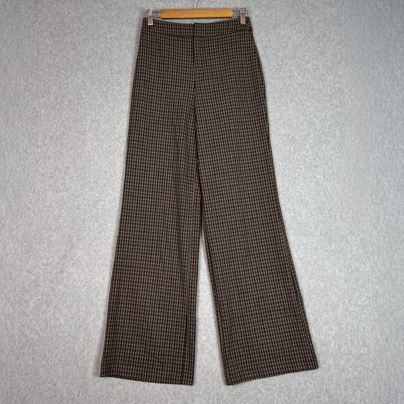 Reformation Brown Plaid Faye High Waisted Wide Leg Trouser Pant Size 2 - Picture 1 of 13